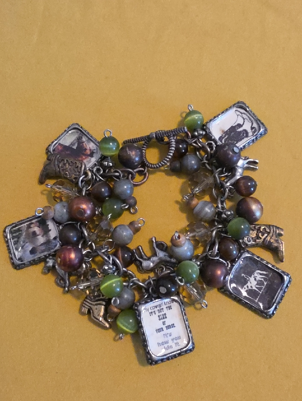 Vintage Western Cowgirl Charm Bracelet - Likely Silver-Plated - Unmarked